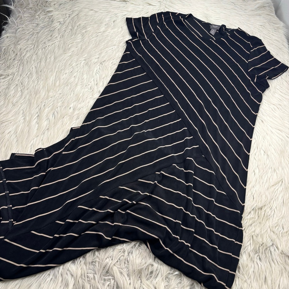 Chico's Travelers Women's XL (3) Striped Patchwork Slinky Knit Maxi Dress Casual